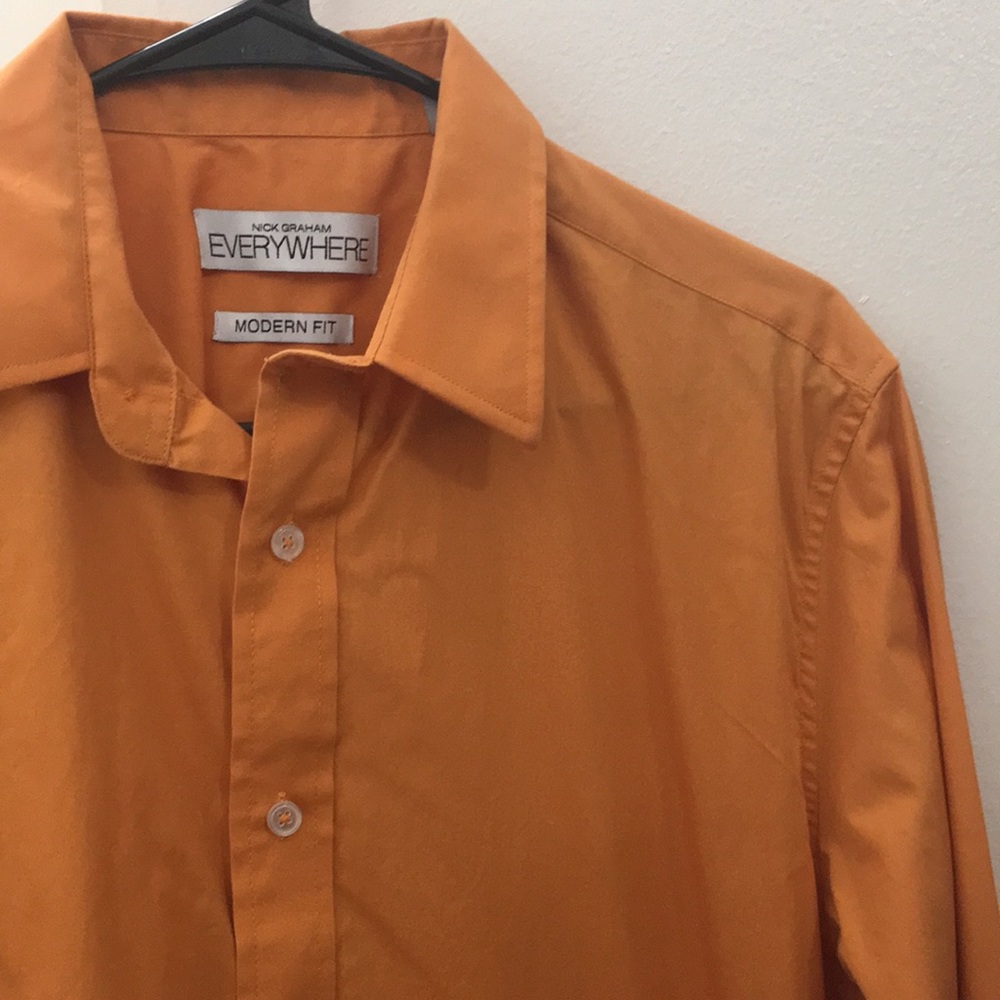 Nick Graham - Orange Modern Fit Button Down Shirt